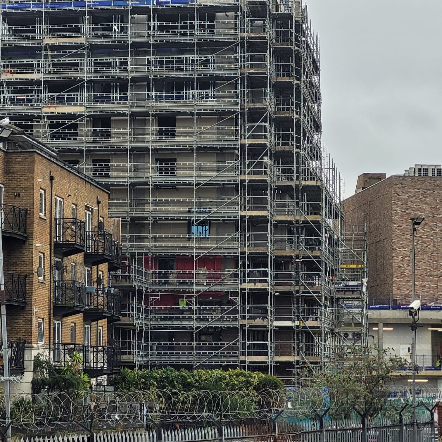 Scaffolding installed around the Taxi House development in Westbourne Park